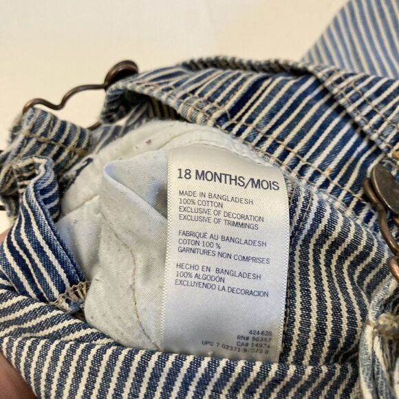 Vintage OshKosh B'Gosh Overalls Vestback Railroad Hickory Stripe 18 Months - Picture 4 of 6